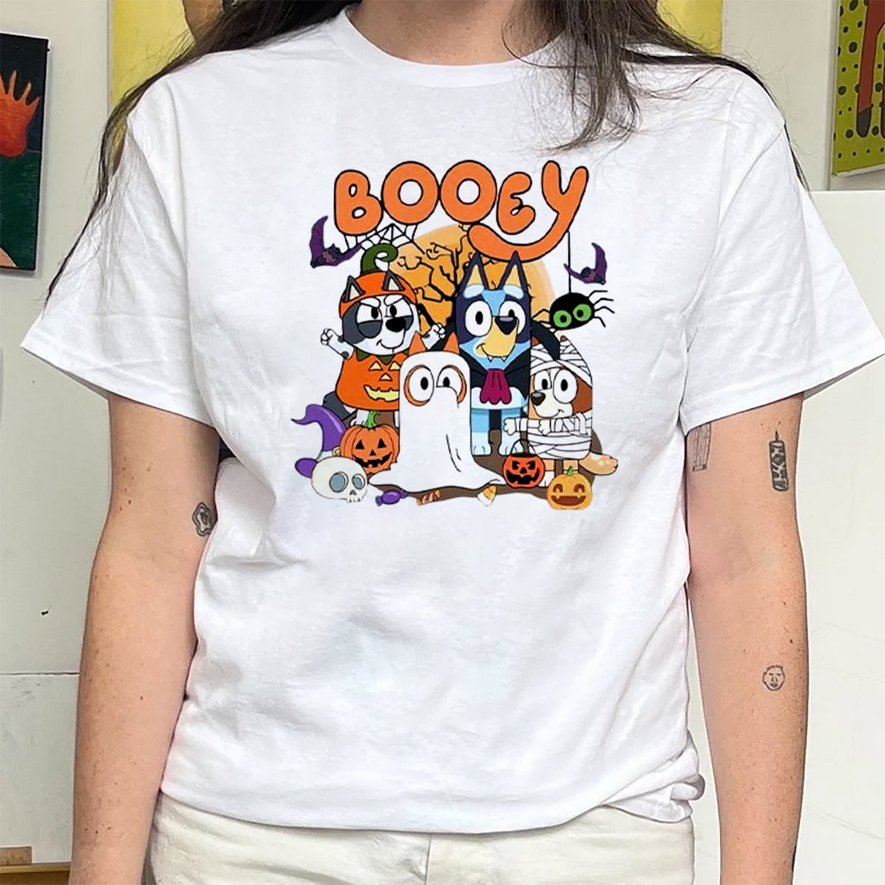 Booey Halloween Bluey Cartoon Holiday T-shirt Booey Halloween Bluey Cartoon Holiday T-shirt