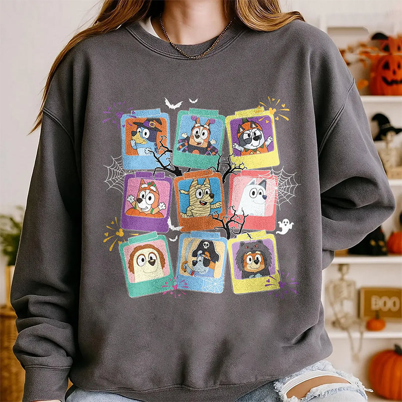 Retro Halloween Bluey Friends Comfort Colors T-shirt Retro Halloween Bluey Friends Comfort Colors T-shirt