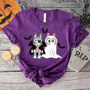 Spooky Season Bluey Dracula And Ghost Comfort Colors T shirt 1