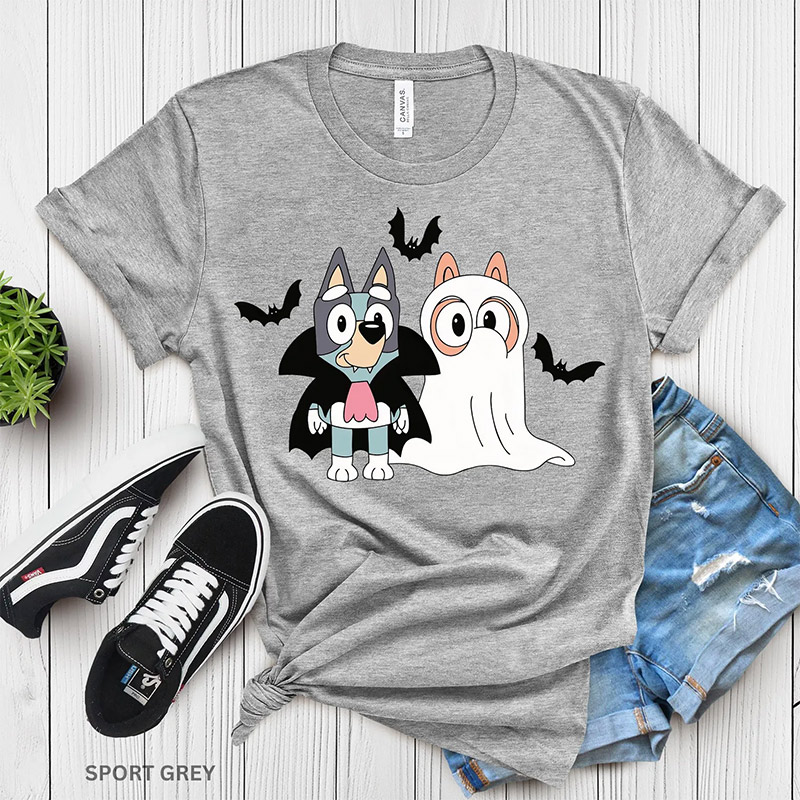 Spooky Season Bluey Dracula And Ghost Comfort Colors T-shirt Spooky Season Bluey Dracula And Ghost Comfort Colors T-shirt