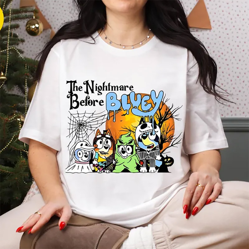 Nightmare Before Bluey Spooky Cartoon Family Shirt Nightmare Before Bluey Spooky Cartoon Family Shirt