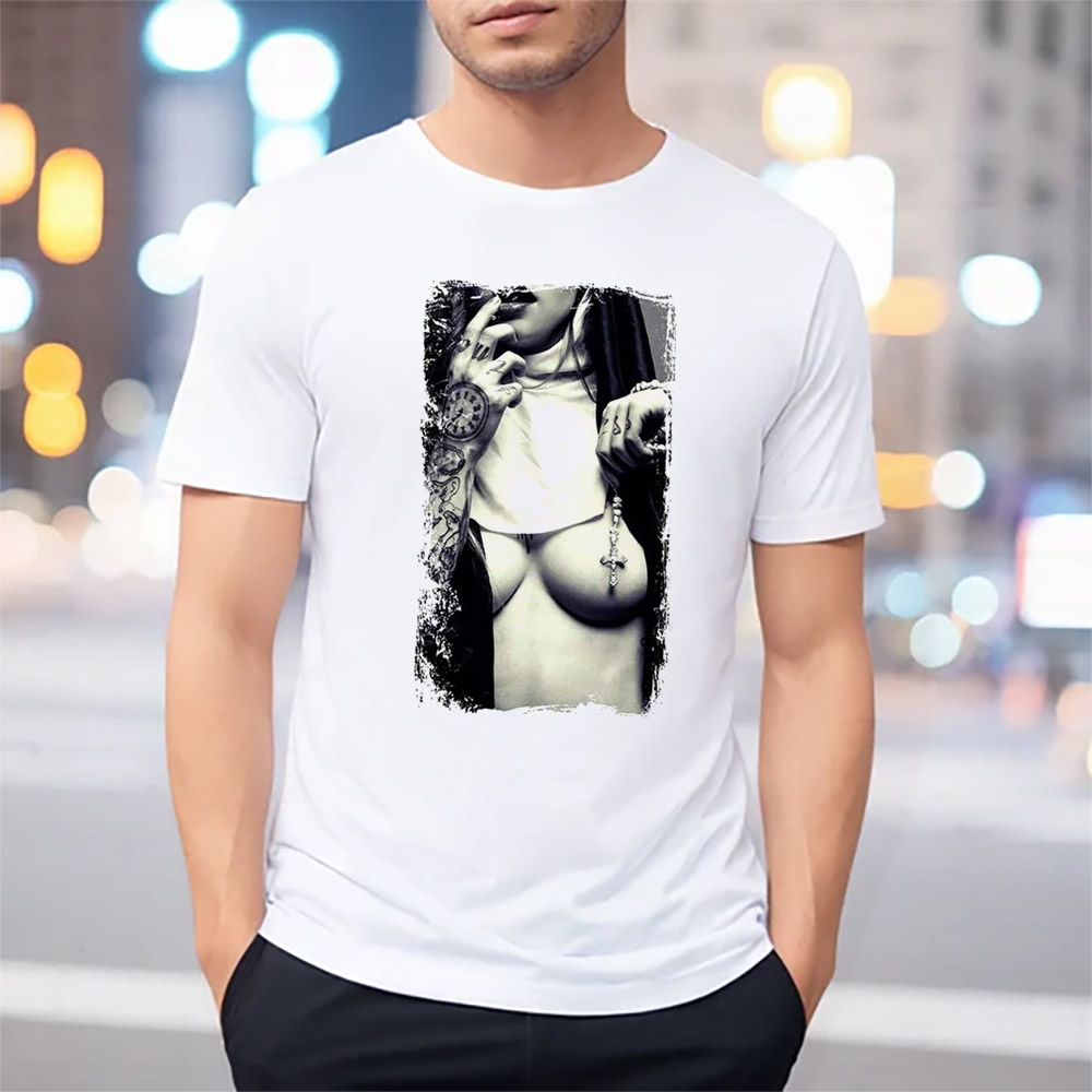 Naked Naughty Nun, Adult Mens Tee Naked Naughty Nun, Adult Mens Tee