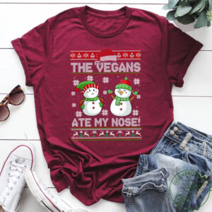 The Vegans Ate My Nose Funny Snowman Vegan Day Shirt 1