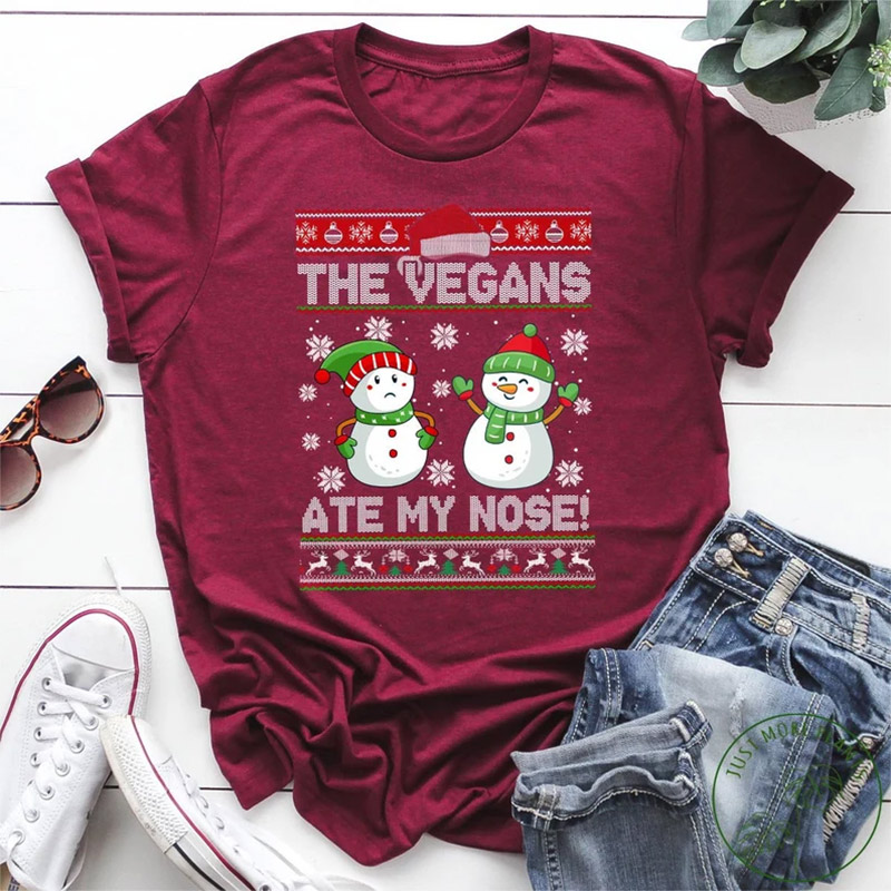 The Vegans Ate My Nose Funny Snowman Vegan Day Shirt The Vegans Ate My Nose Funny Snowman Vegan Day Shirt