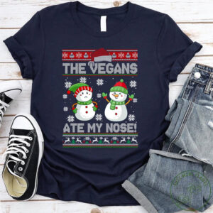 The Vegans Ate My Nose Funny Snowman Vegan Day Shirt 2