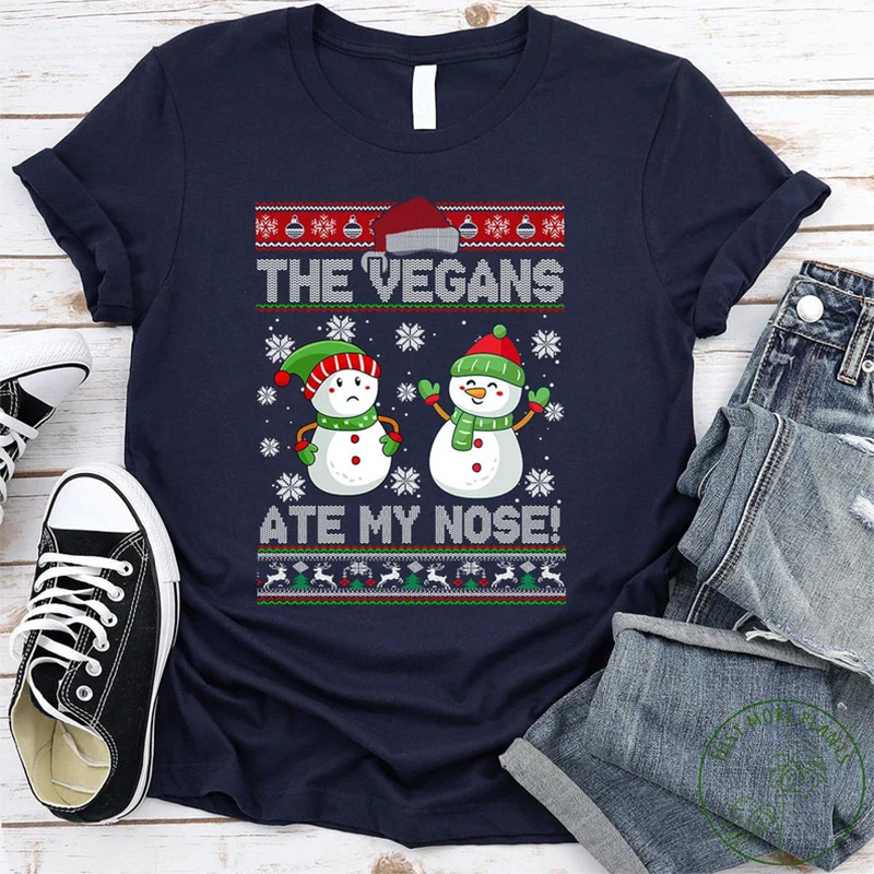 The Vegans Ate My Nose Funny Snowman Vegan Day Shirt The Vegans Ate My Nose Funny Snowman Vegan Day Shirt