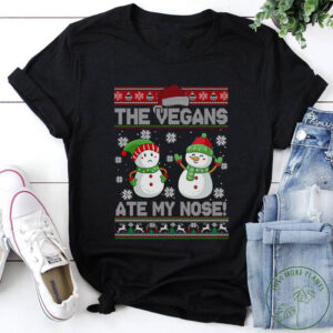The Vegans Ate My Nose Funny Snowman Vegan Day Shirt 3