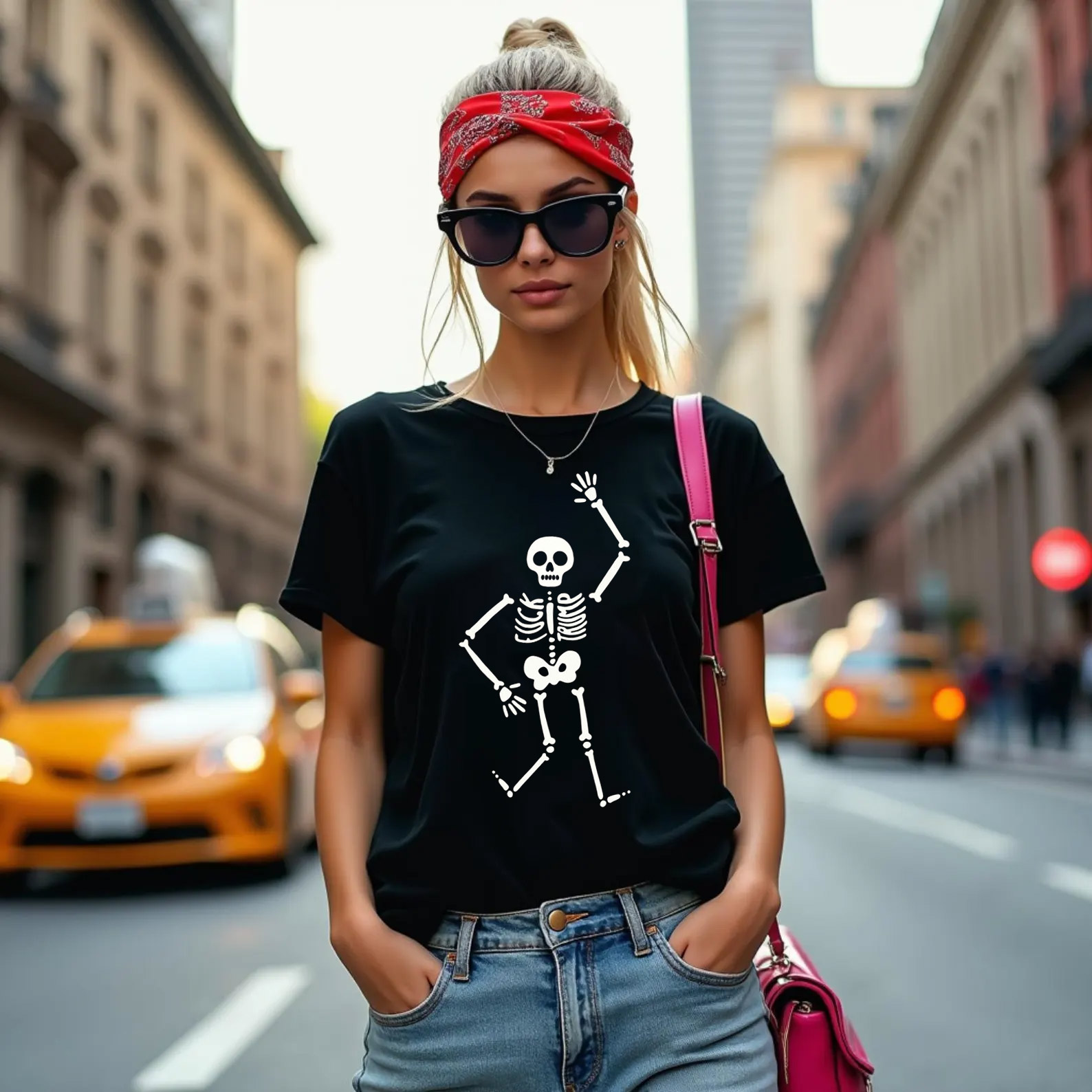 Halloween Skeleton Dancing Graphic Tee Halloween Skeleton Dancing Graphic Tee