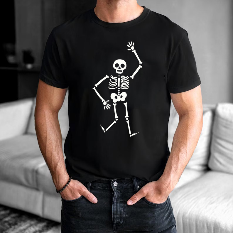 Halloween Skeleton Dancing Graphic Tee Halloween Skeleton Dancing Graphic Tee