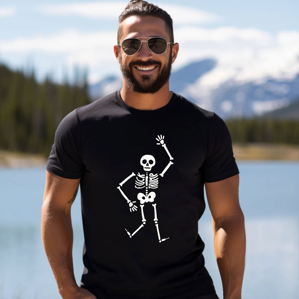 Halloween Skeleton Dancing Graphic Tee Halloween Skeleton Dancing Graphic Tee