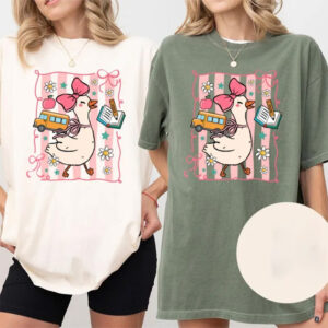 Coquette Goose Teacher, First Day Of School Comfort Colors Shirt Coquette Goose Teacher, First Day Of School Comfort Colors Shirt