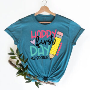 Happy First Day of School, Kindergarten Teacher Comfort Colors Tee