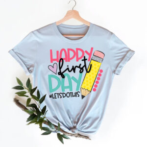 Happy First Day of School, Kindergarten Teacher Comfort Colors Tee 1