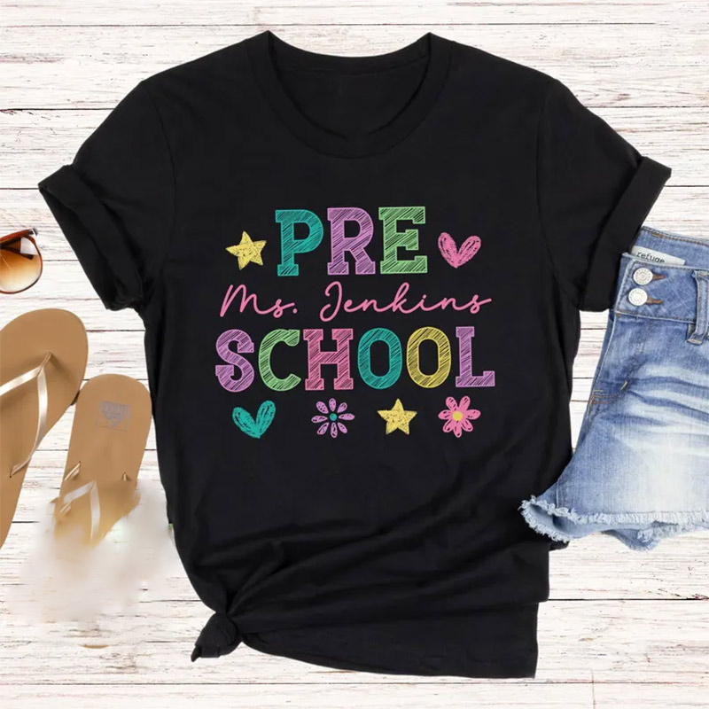Personalized Preschool Teacher Cute Back To School Tee Personalized Preschool Teacher Cute Back To School Tee