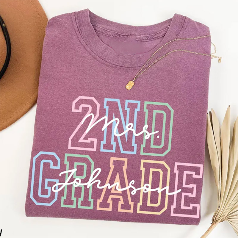 Personalized Second Grade Teacher Name, Back To School Comfort Colors Tee Personalized Second Grade Teacher Name, Back To School Comfort Colors Tee