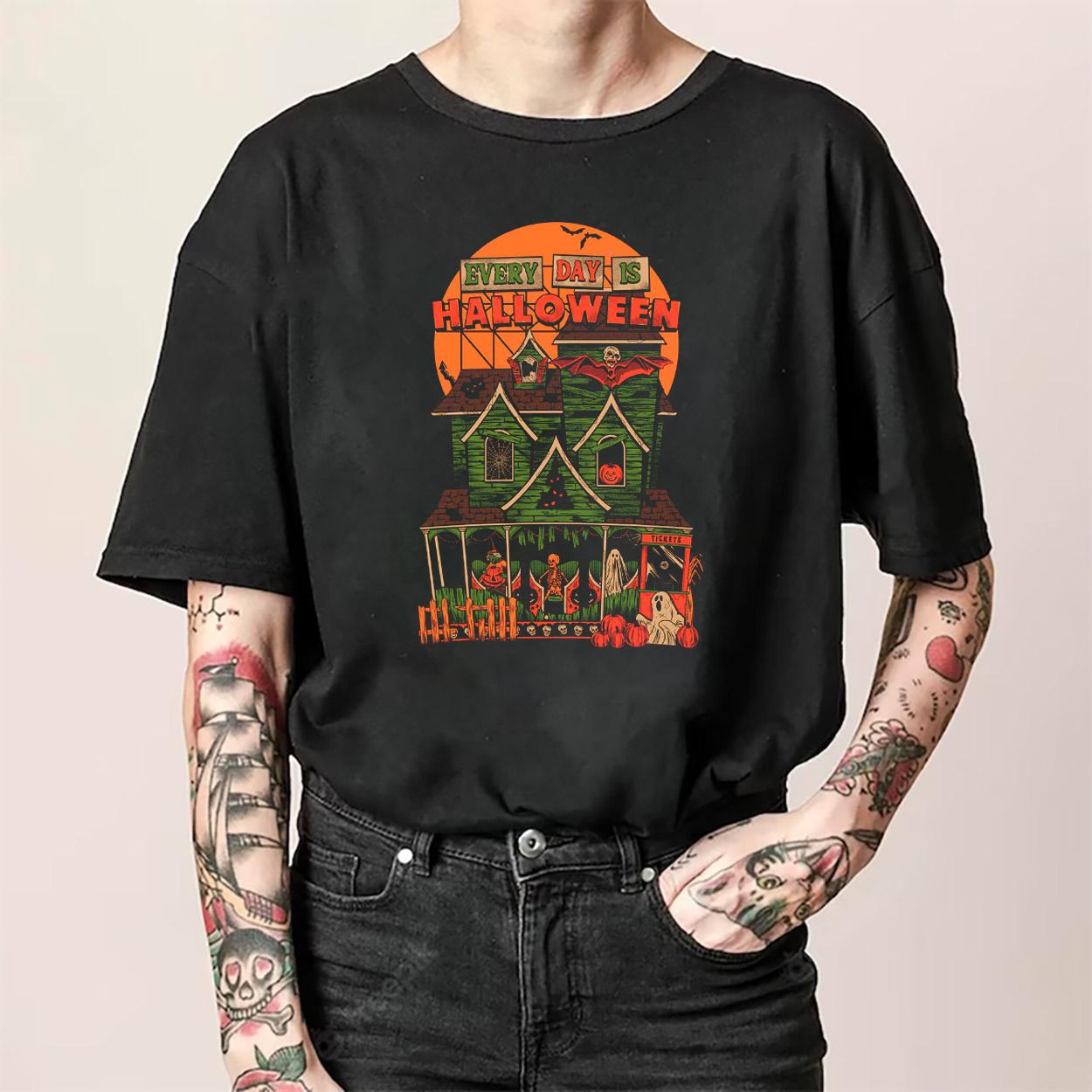 Every Day Is Halloween Horror Scary House T-shirt Every Day Is Halloween Horror Scary House T-shirt