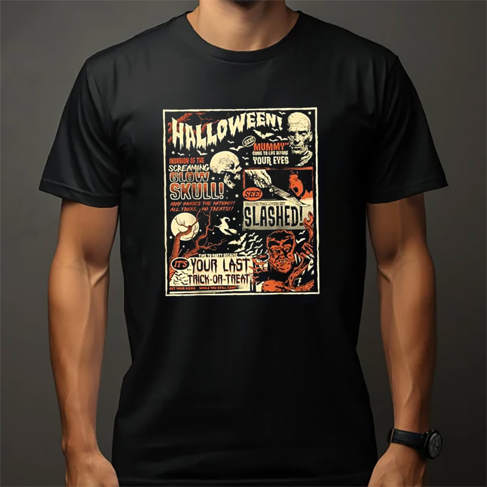 Terror Old Time Halloween Glow Skull Retro T-shirt Terror Old Time Halloween Glow Skull Retro T-shirt