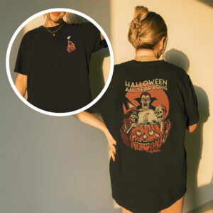 Vintage Halloween All Year Long Scary Creatures 2 sided T shirt