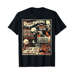 Terror Old Time Halloween Glow Skull Retro T shirt 2