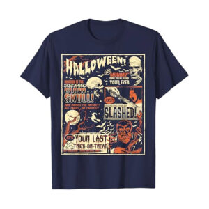 Terror Old Time Halloween Glow Skull Retro T shirt 3
