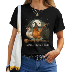 Tonight We Fly Chicken Spooky Season Farm Halloween T shirt 2
