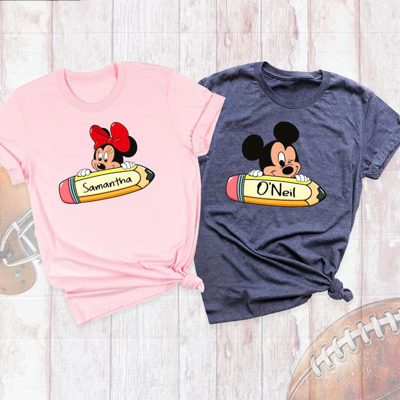 Custom Name Disney School Season Couple Matching T-shirt Custom Name Disney School Season Couple Matching T-shirt