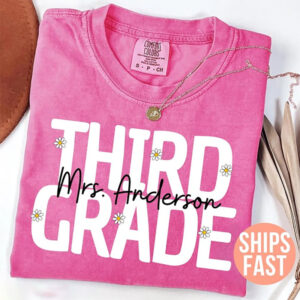 Custom Third Grade Teacher Comfort Colors T shirt 3