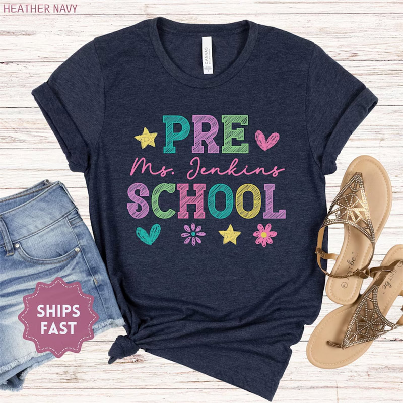 Personalized Preschool Teacher Comfort Colors T-shirt Personalized Preschool Teacher Comfort Colors T-shirt