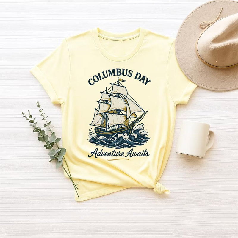 Adventure Awaits Happy Columbus Day Comfort Colors T-shirt Adventure Awaits Happy Columbus Day Comfort Colors T-shirt