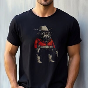 Cowboy Pug Dog Funny Western Outfit Red Pug Shirt
