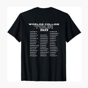 Worlds Collide Tour B&W Logo 2 sided Shirt 2