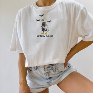Spooky Goose Embroidered, Halloween Cat Goose Shirt Spooky Goose Embroidered, Halloween Cat Goose Shirt