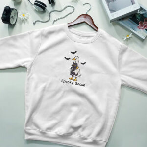 Spooky Goose Embroidered, Halloween Cat Goose Shirt Spooky Goose Embroidered, Halloween Cat Goose Shirt