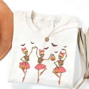 Dancing Skeleton Ballerina Halloween Comfort Colors Shirt 2