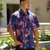 Flowering Hau Pink And Blue Aloha Hawaii Shirt