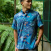 Iron Free Vivid Ocean Motifs Hawaiian Shirt