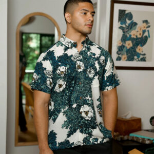 Puakala Blue On White Aloha Shirt 2