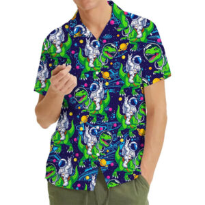 Astronaut Dinosaur Funny Space T Rex Galaxy Hawaiian Shirt 1