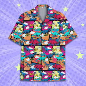 Colorful Dinosaur Prehistoric Aloha Shirt Colorful Dinosaur Prehistoric Aloha Shirt