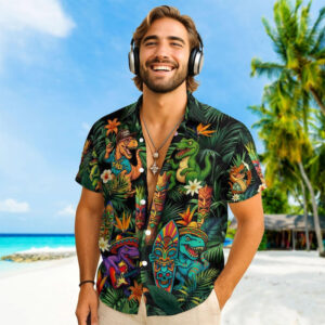 Dinosaur Summer Tropical Beach Hawaiian Shirts Dinosaur Summer Tropical Beach Hawaiian Shirts