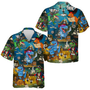 Funny Pirate Dinosaur, Adventure T-Rex Hawaiian Shirt Funny Pirate Dinosaur, Adventure T-Rex Hawaiian Shirt