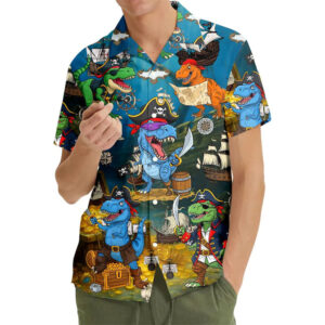 Funny Pirate Dinosaur, Adventure T-Rex Hawaiian Shirt Funny Pirate Dinosaur, Adventure T-Rex Hawaiian Shirt