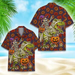 Spooky T-Rex Halloween Party Hawaiian Shirt Spooky T-Rex Halloween Party Hawaiian Shirt