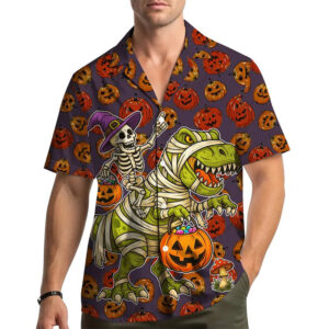 Spooky T-Rex Halloween Party Hawaiian Shirt Spooky T-Rex Halloween Party Hawaiian Shirt