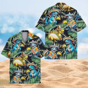 Taco Dinosaur Summer Beach Hawaiian Shirt