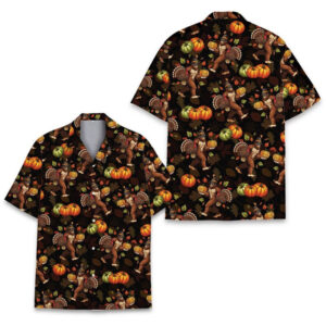 Bigfoot Turkey Funny Holiday Fall Season Hawaiian Shirt Bigfoot Turkey Funny Holiday Fall Season Hawaiian Shirt