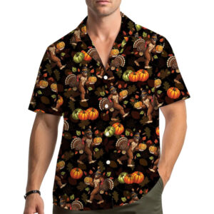 Bigfoot Turkey Funny Holiday Fall Season Hawaiian Shirt Bigfoot Turkey Funny Holiday Fall Season Hawaiian Shirt