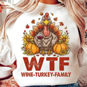 Funny Thanksgiving WTF Wine Turkey Family Shirt Funny Thanksgiving WTF Wine Turkey Family Shirt