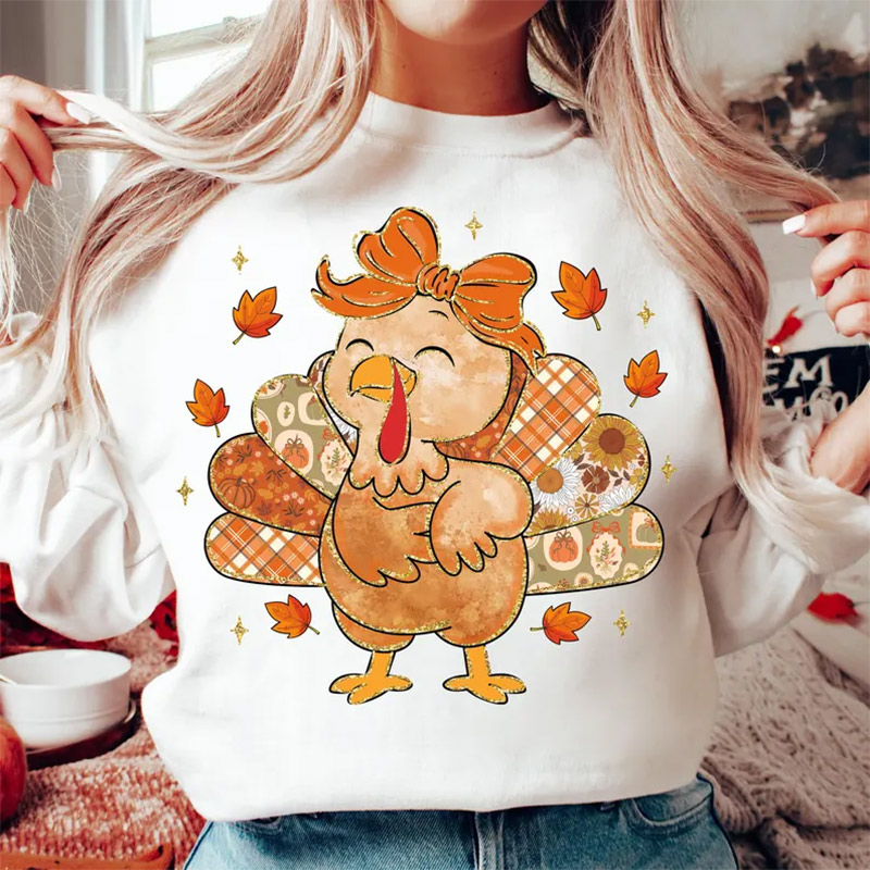 Girly Thanksgiving Turkey Autumn Pumpkin Shirt Girly Thanksgiving Turkey Autumn Pumpkin Shirt