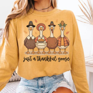 Just a thankful goose thanksgiving Comfort Colors Tee 1